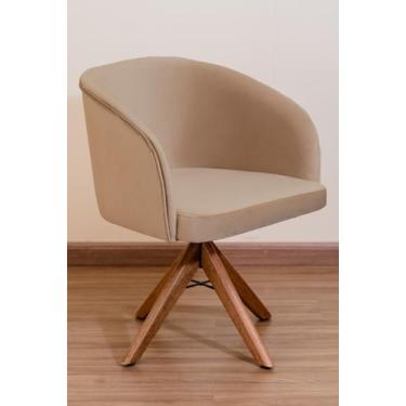 Imagem de Poltrona Decorativa Redonda Pé Giratório de Madeira - Squadra Decor, B