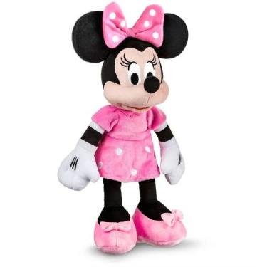 Imagem de Boneca Rosa Minnie 40cm Pelúcia que Fala em Português com Luz Original