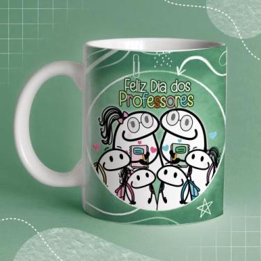 Imagem de Caneca Porcelana Flork Prof Feliz dia dos professores 325 ml - Jaques 