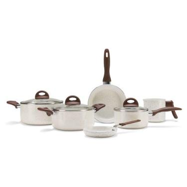 Imagem de Conjunto Panelas Cerâmicas Premium c/ Tampa - 6 Peças - Brinox, Vanill