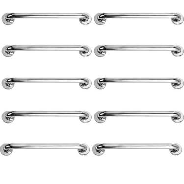 Imagem de Barra Alça Apoio 50cm Aço Inox Kit 10 Uni Banheiro Box Cadeirante Supo