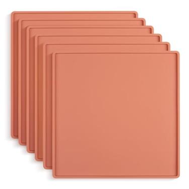 Imagem de Pacote com 6 folhas desidratadoras de silicone com borda para bandejas de 35,5 x 35,5 cm, tapetes desidratadores de silicone antiaderentes para desidratador Excalibur, forro de bandeja de silicone