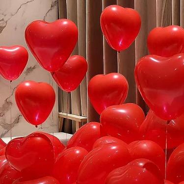 Imagem de STIMULATE SZXXZZMY 50 10-inch Red Color Heart shaped Latex Balloons for Valentines Day,Propose Marriage,Wedding Party
