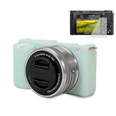 Imagem de Pocoukate Capa para câmera Sony ZV-E10 Vlog, capa protetora de silicone macio com protetor de tela ZVE10, acessórios para câmera Sony Alpha ZVE10 / ILCZV-E10L - Verde gelatina