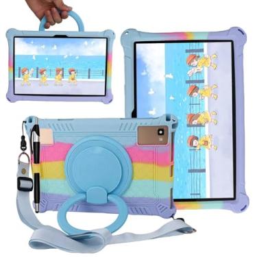 Imagem de Capa para tablet TCL Tab 10 5G 10,1 polegadas/TCL Tab 10S 9081X/9080G, capa de silicone macio antiestresse com suporte giratório/suporte para lápis/alça de ombro/caneta para TCL Tab 10,1 polegadas