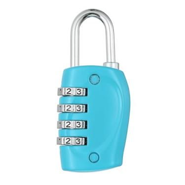 Imagem de PATIKIL Fechadura de combinação, cadeado externo de 4 dígitos à prova d'água para mala de bagagem, armário de academia, cerca, armários de arquivo, caixa de ferramentas, portão, azul