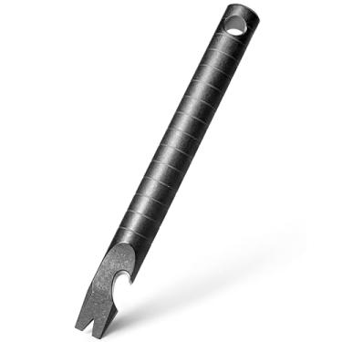 Imagem de Pry Bar de titânio EDC com abridor de garrafas, ferramenta múltipla com função de medição, chaveiro pequeno para transporte diário (preto, barra pequena)