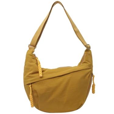 Imagem de GOQUFOY Bolsas transversais de nylon para mulheres, bolsas de ombro, bolsa de viagem, bolsa mensageiro masculina Hobo, Amarelo