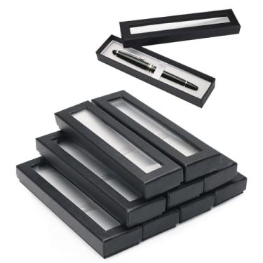 Imagem de Jinzhenhong 10 caixas de caneta vazias com tampa transparente de papelão, caixas de presente para canetas, estojo de exibição de caneta preta para embalagem de presente (10)