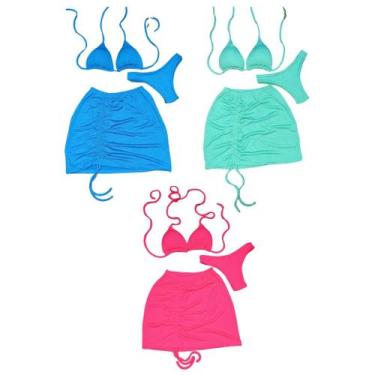 Imagem de Kit 3 Biquíni Com Saia peças Brilhante Premium - Praia - Betanqur, Ros