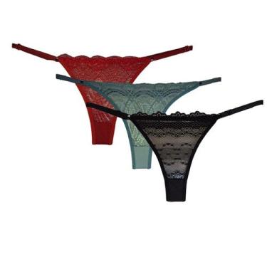 Imagem de Kit 3 Calcinhas Tanfa Fio Duplo Lingerie Feminina Moda Íntima  126 - L