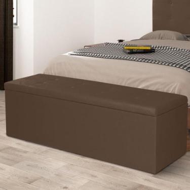 Imagem de Calçadeira Baú Casal Queen 1,60m Berlim Suede Marrom Dal Poz Estofados