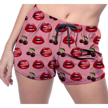 Imagem de Short Praia Shorts Banho Bermuda Verão Cerejas Boca Sexy Red 894 - SMO