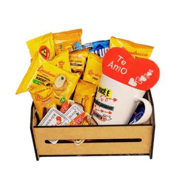 Imagem de Cesta Café Da Manhã Presente Aniversario Datas Especiais - Cesta MDF, 