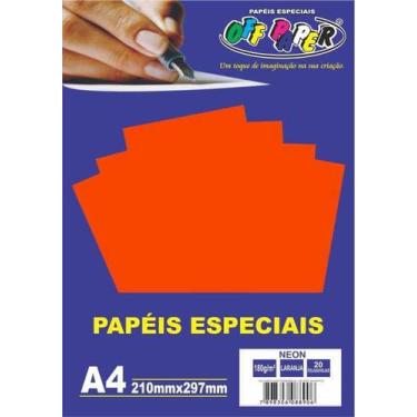 Imagem de Papel Neon Laranja A4 180 gramas Off Paper - 20 Folhas