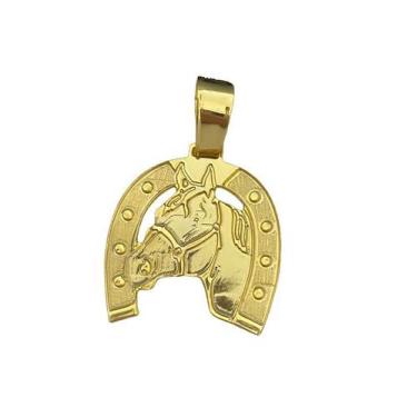 Imagem de Pingente ferradura de cavalo g- banhado a ouro 18k - ToJoia18k