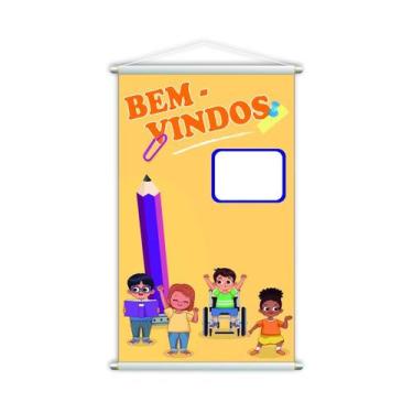 Imagem de Bem Vindos Banner Escolar Infantil Pedagógico 80x50cm - PlimShop