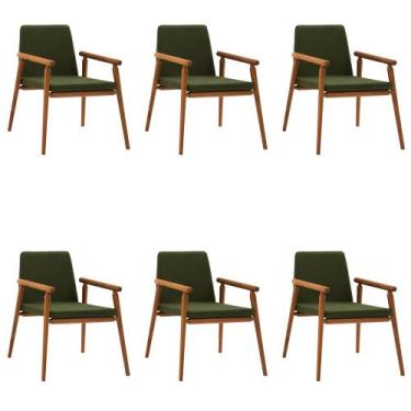 Imagem de Kit 6 Cadeiras Decorativa Sala de Jantar Sidnei Veludo Verde G17 - Gra