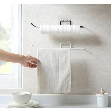 Imagem de KIT 02 Porta Papel Toalha Alumínio Filme Suporte Parede De Cozinhas e 