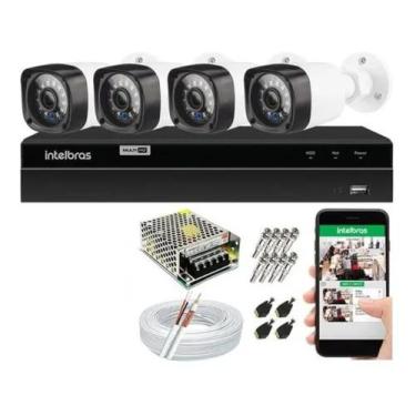 Imagem de Kit Cftv 4 Câmeras Multi Hd 720p 1mp Dvr Intelbras Mhdx 1104