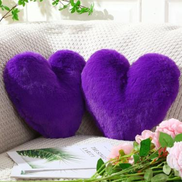 Imagem de Almofada Marsui Fluffy em forma de coração roxa (2 unidades)