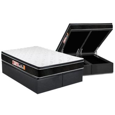 Imagem de Cama Box Baú King: Colchão Espuma Castor D33 Black E White Air Euro Pillow + Base Gray(193X203)