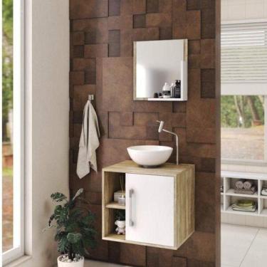 Imagem de Conjunto para Banheiro Gabinete com Cuba Redonda R30 e Espelheira Soft