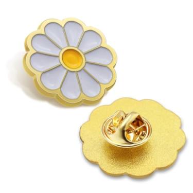 Imagem de 12/50/100 pçs lindo broche de lapela esmaltado flor margarida branca 2,5 cm - para enfermeiras docentes, escoteiras, roupas, bolsas, chapéus, 1 inch, Ferro, Sem Pedra Preciosa