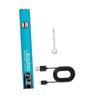 Imagem de ＡＷＨＡＯ Kit de ferro de solda sem fio portátil tensões ajustáveis ​​para reparo de eletrodomésticos premium 510 thread usb recarregável, Conjunto Azul