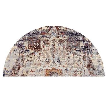 Imagem de TOUSSE Tapete redondo, tapete lavável, antiderrapante, tapetes para sala de estar, tapetes para quarto, tapete circular, tapetes vintage boho, pelo baixo, macio (flor 23,80 x 160 cm)