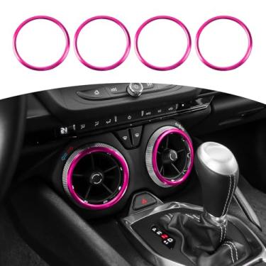 Imagem de JOSHELA Anel de acabamento para tampa de ventilação CA Camaro Dash Air para Chevy Camaro 2017 up Acessórios interiores rosa 4 peças