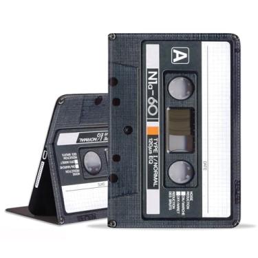 Imagem de stmedazm Capa para Samsung Galaxy Tab A9 Plus modelo 2023 de 11 polegadas (SM-X210/X216/X218), capa dobrável de couro sintético premium com função despertar/hibernar automática - gravador retrô