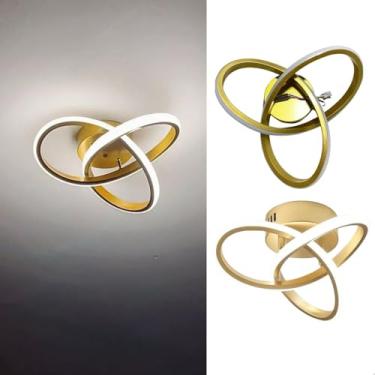 Imagem de Lustre Plafon Sobrepor Modelo Infinito 3 em 1 Luminária LED para Sala Corredor Quarto Cozinha Iluminação Decorativa Lâmpada Pendurar (Dourado)