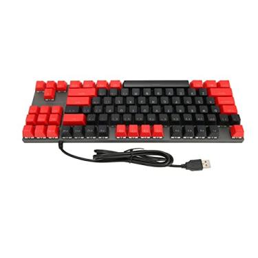 Imagem de Teclado Hanical Com Fio de 87 Teclas Com Iluminação RGB e Design Omic - para Jogos e Uso de Escritório (Red preto com fio)