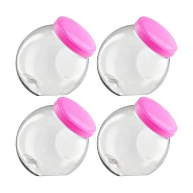 Imagem de 4 Baleiro Plástico 600ml Com Tampa De Rosca Porta Balas Condimentos E Doces (Rosa)