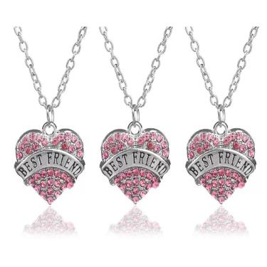 Imagem de Colar Best Friends Amigas Bff Folheado Níquel - 3 Pçs
