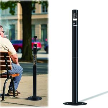 Imagem de Eliminação de pontas de cigarro ao ar livre, cinzeiro em pé, receptáculo de extremidade de aço inoxidável à prova d'água, para pátios, lixeira comercial para casas, escritórios, restaurantes, bares