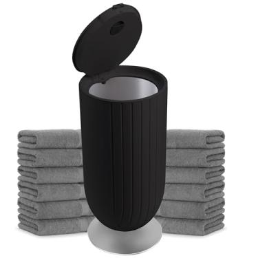 Imagem de EZZINI Secador de toalha de banheiro grande 27L – aquecimento rápido de 5 minutos, 4 modos, flip top, aromaterapia, luz noturna e certificado ETL para toalhas, cobertores e roupas (preto)