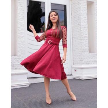 Imagem de Vestido Godê Rodado Moda Evangélica Social - Universo do Closet, M, Bo