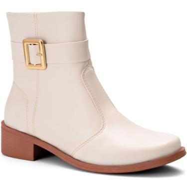 Imagem de Bota Feminina Lumiss Montaria Rasteira Cano Baixo Fivela offwhite34