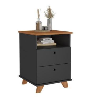 Imagem de Gaveiteiro com Pés de MDF e 2 Gavetas Tuvalu Freijó Preto - Mais de Ca