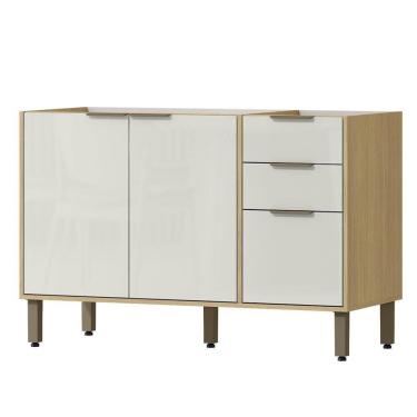 Imagem de Balcao Pia Sem Tampo 120 Cm Glor Bgl02 Castanho Off White Mxm