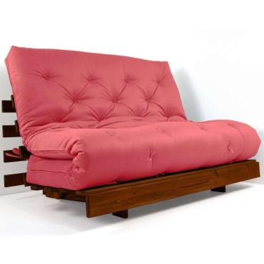 Imagem de Sofá Cama Casal Futon Tokio Goiaba Madeira Maciça Cor Imbuia