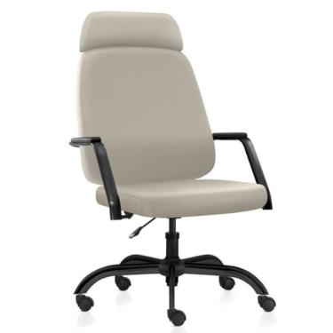 Imagem de Cadeira De Escritório Giratória Diretor Com Apoio De Cabeça Hub F02 Sintético Areia - Lyam Decor