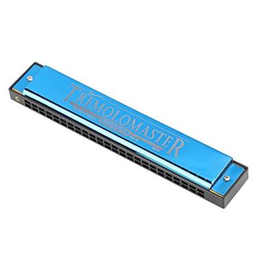 Imagem de Gaita Diatônica Em C Key, Professional 24 Buracos Gaita Com Palhetas de Bronze de Fósforo para Iniciantes Entusiastas da Música Infantil (Azul)