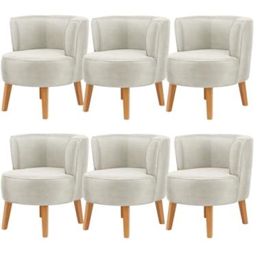 Imagem de Conjunto 6 Poltronas Decorativa para Consultório Clínica Tecido Veludo Ergonômica MOBLAN decor (Bege)
