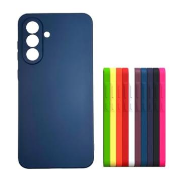 Imagem de Capa Capinha Case Silicone Veludo Forro Interno Luxo Macia Azul Marinho Compativel com Samsung Galaxy A56