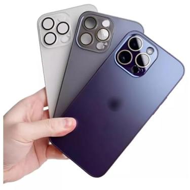 Imagem de Capa Premium de Vidro Fosco Cromado para iPhone, Compatível com Modelos 11 até 16 Pro Max com tenologia MagNetica (Branca, 15 PRO MAX)