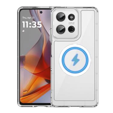 Imagem de Gufiire Capa para Moto G Stylus 2025 compatível com MagSafe, magnético forte embutido, amortecedor de TPU antiamarelamento e parte traseira de policarbonato, capa de proteção militar para celular