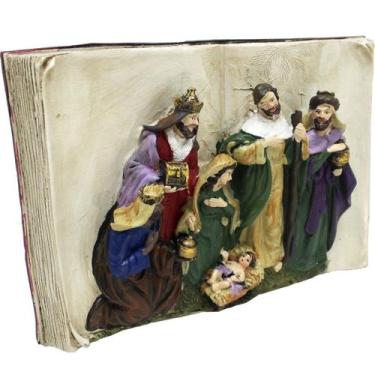 Imagem de Presépio Estatueta Livro Sagrado 3D Nascimento Jesus 18x28cm - Genéric